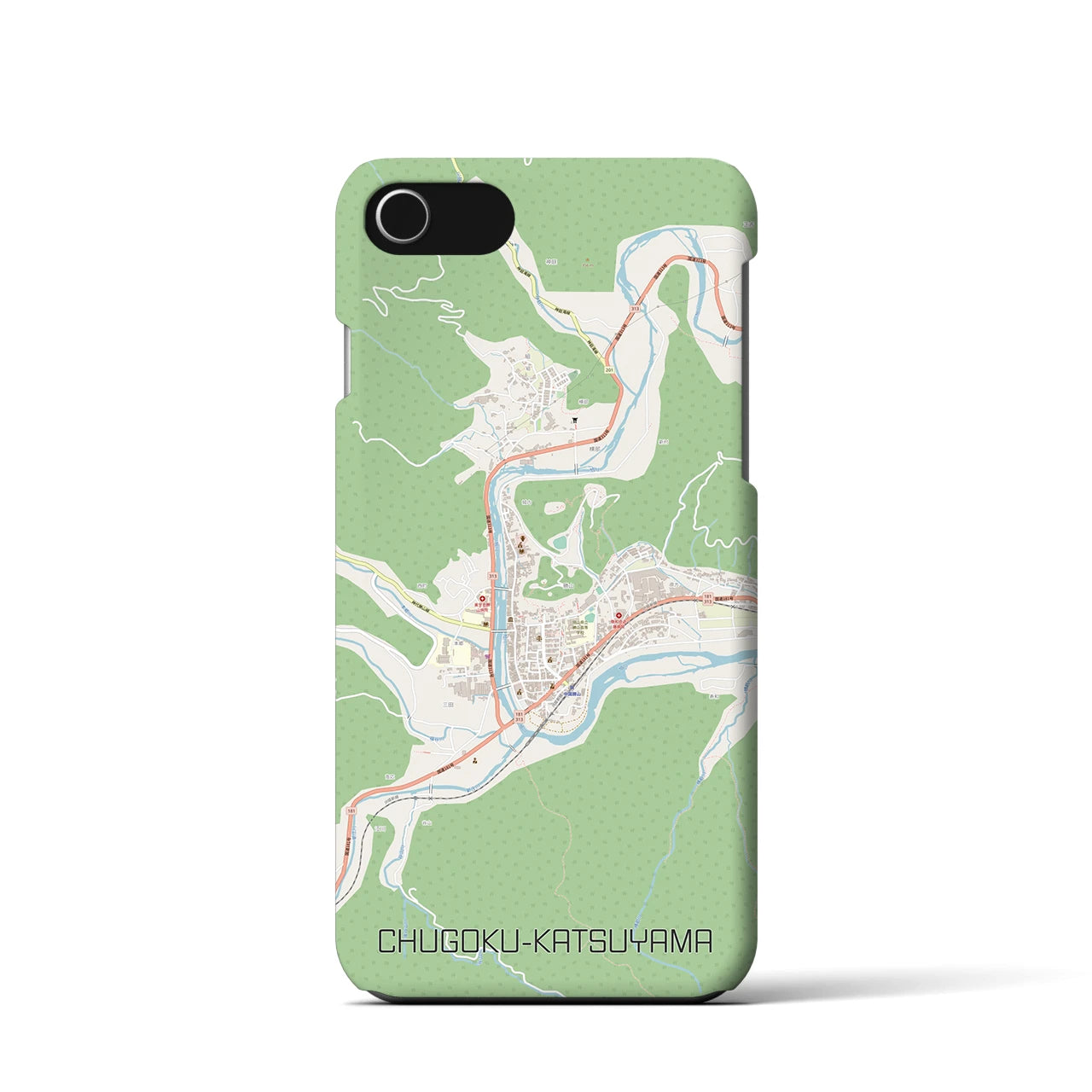 【中国勝山(岡山県)】地図柄iPhoneケース(バックカバータイプ)