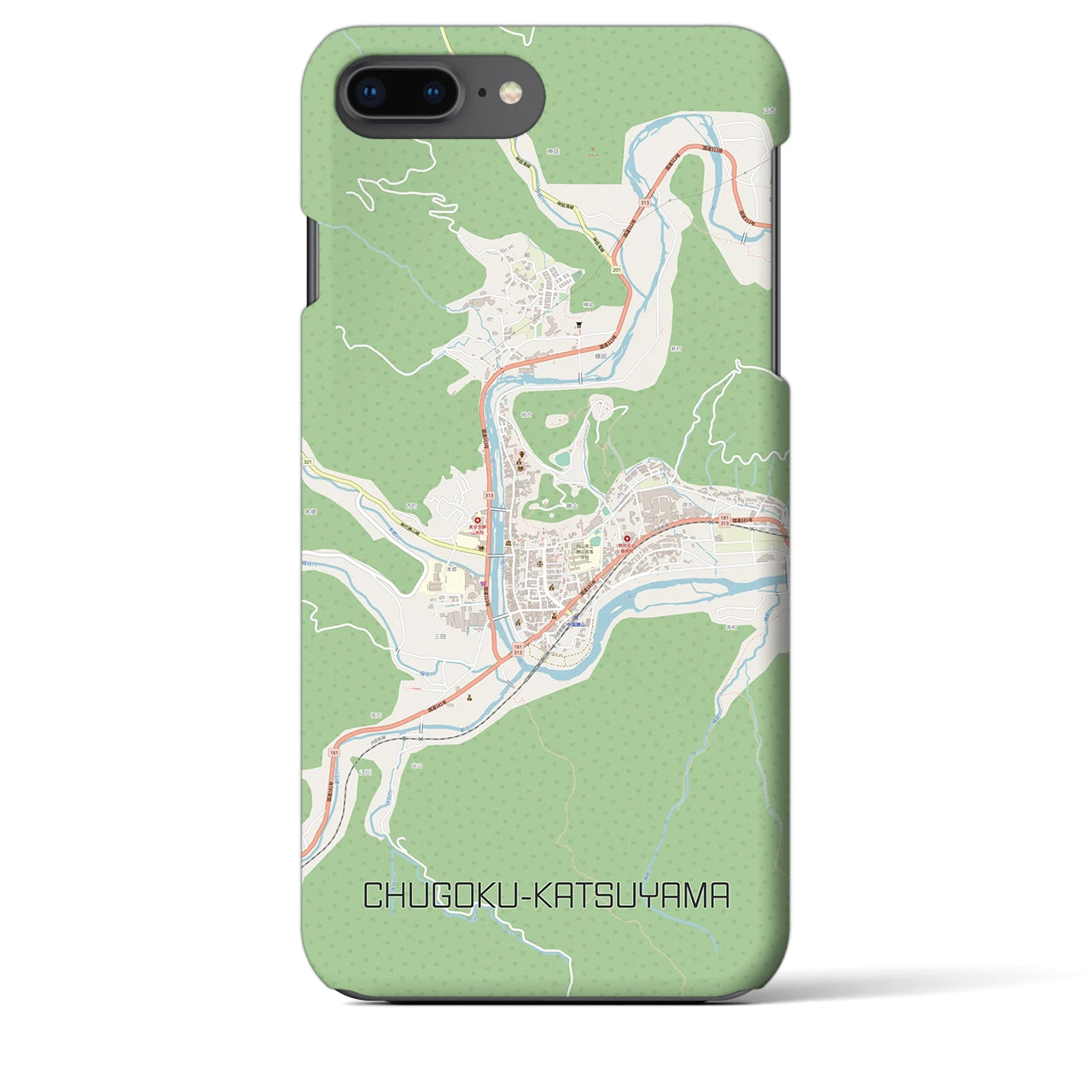 【中国勝山(岡山県)】地図柄iPhoneケース(バックカバータイプ)