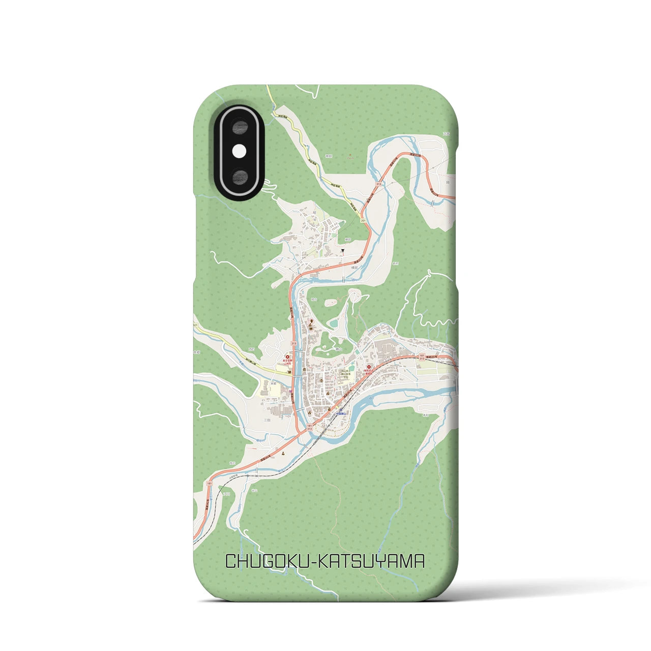 【中国勝山(岡山県)】地図柄iPhoneケース(バックカバータイプ)