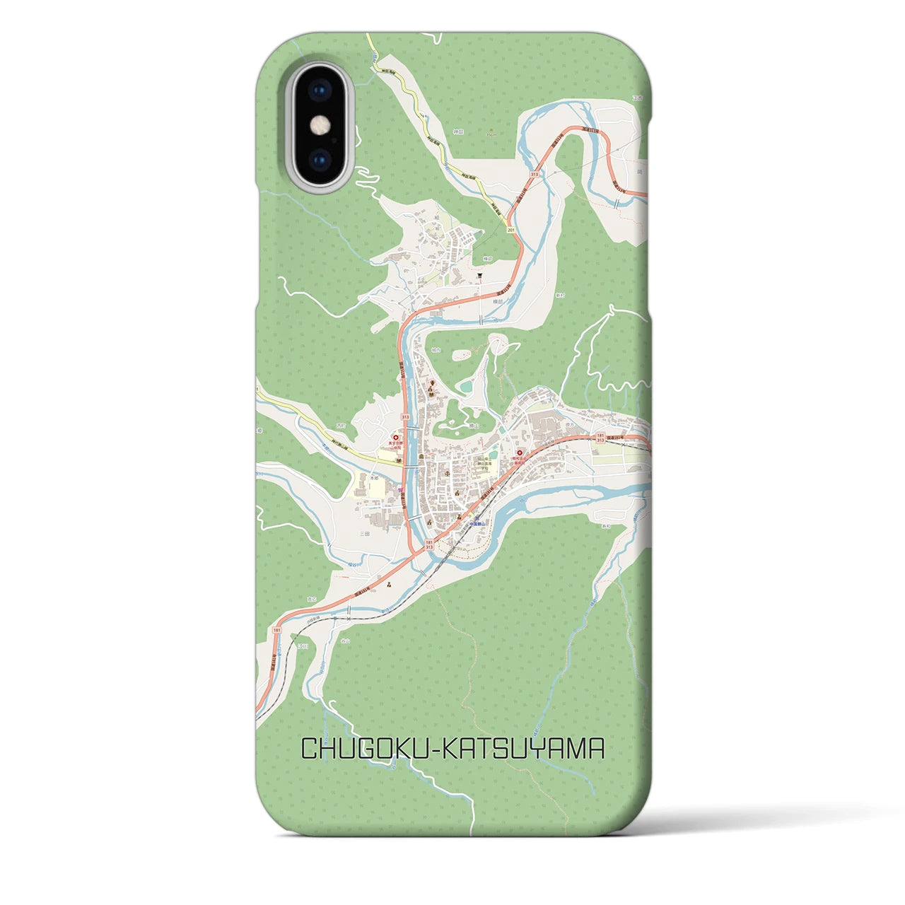 【中国勝山(岡山県)】地図柄iPhoneケース(バックカバータイプ)