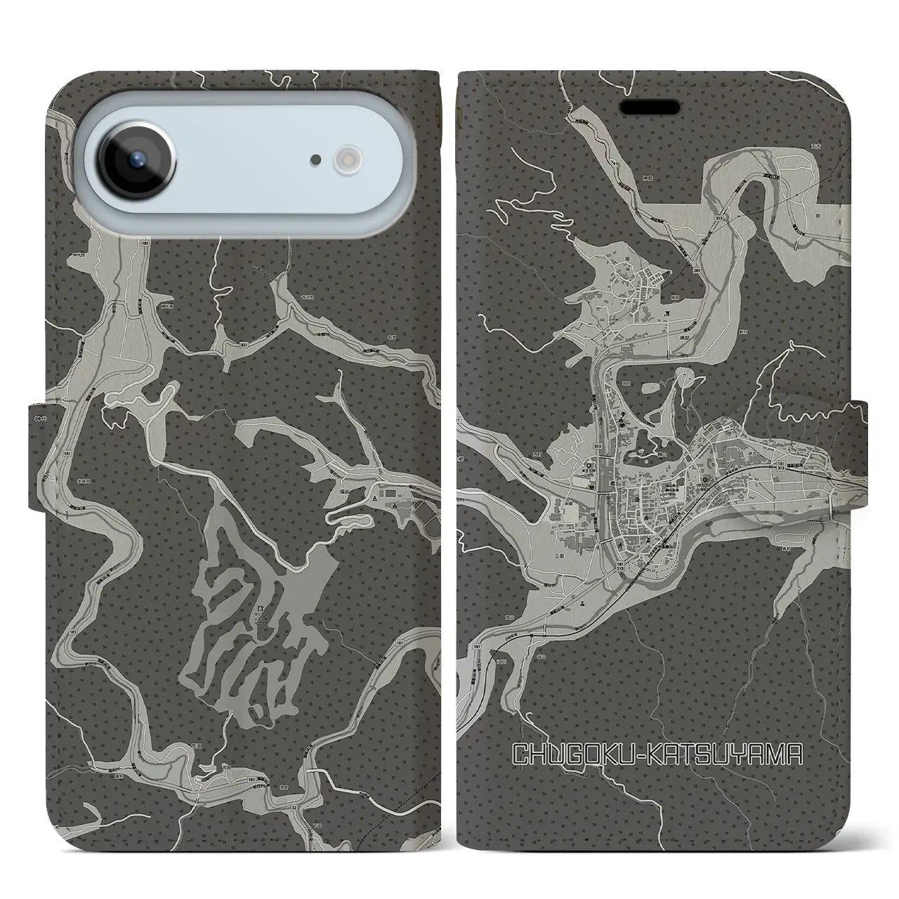 【中国勝山(岡山県)】地図柄iPhoneケース(手帳タイプ)