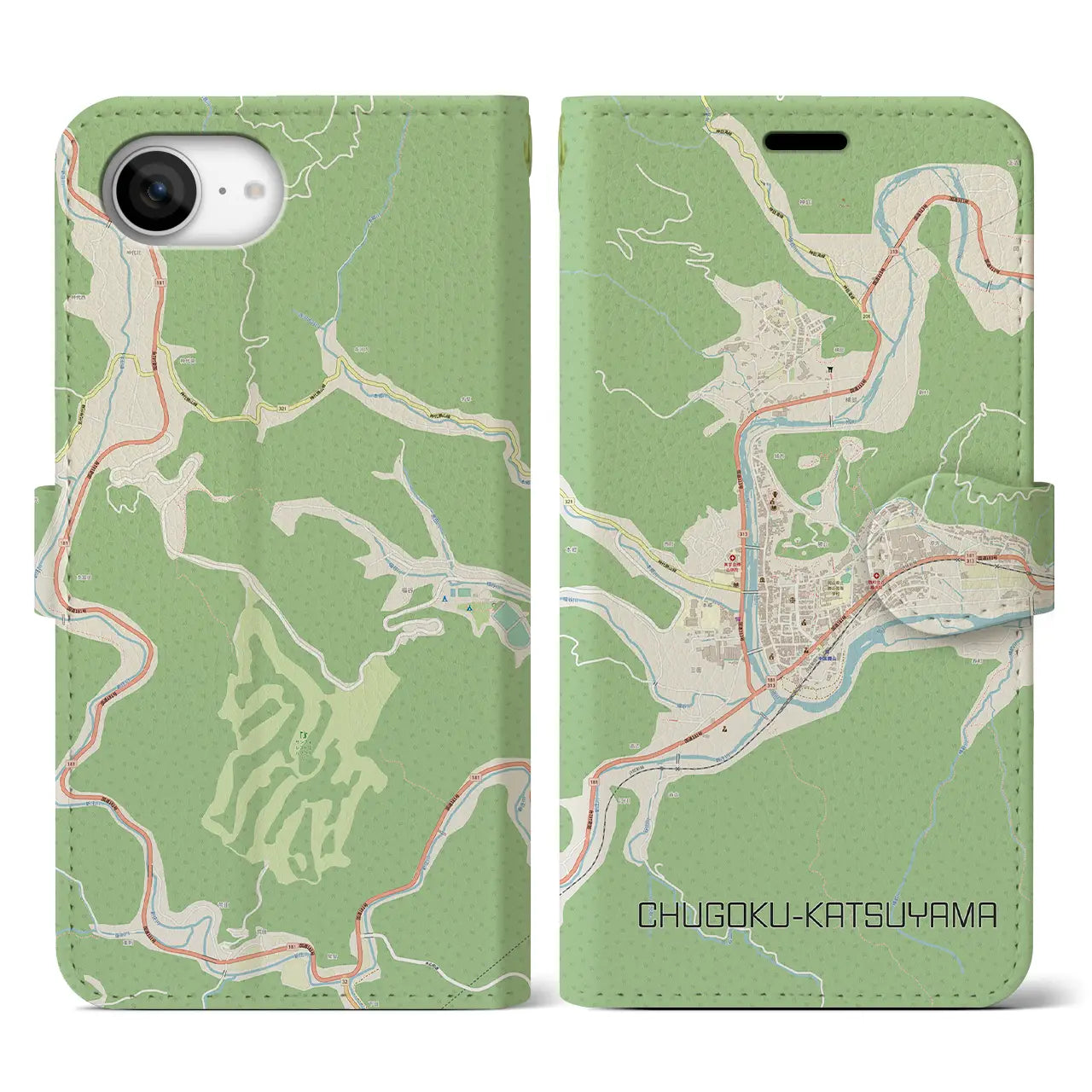 【中国勝山(岡山県)】地図柄iPhoneケース(手帳タイプ)