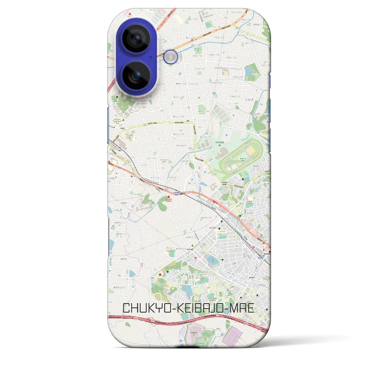 【中京競馬場前(愛知県)】地図柄iPhoneケース(バックカバータイプ)ブラック・iPhone 16 Pro Max 用