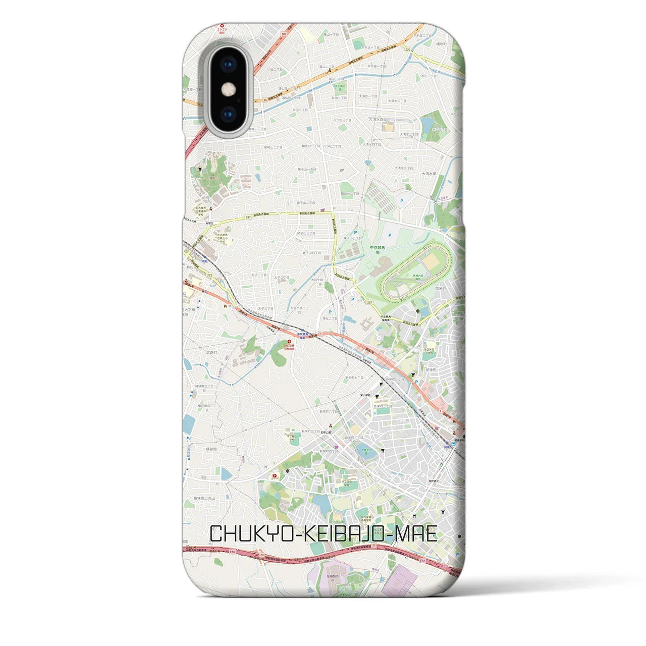 【中京競馬場前(愛知県)】地図柄iPhoneケース(バックカバータイプ)