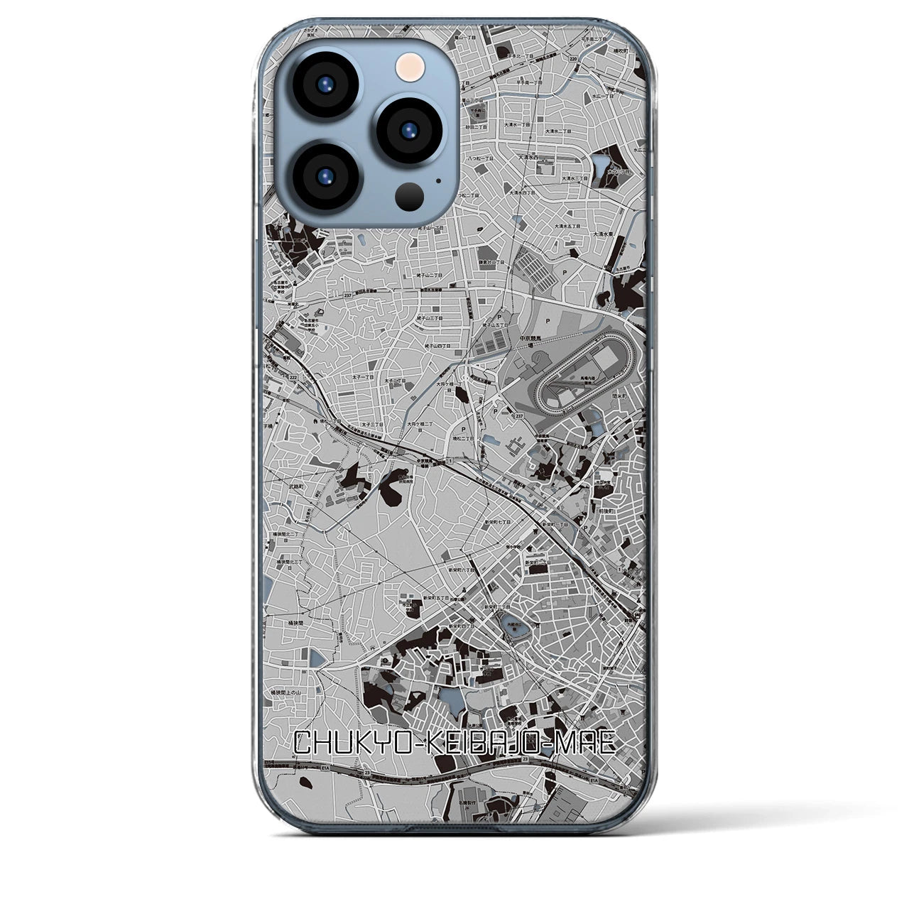 【中京競馬場前(愛知県)】地図柄iPhoneケース(クリアタイプ)