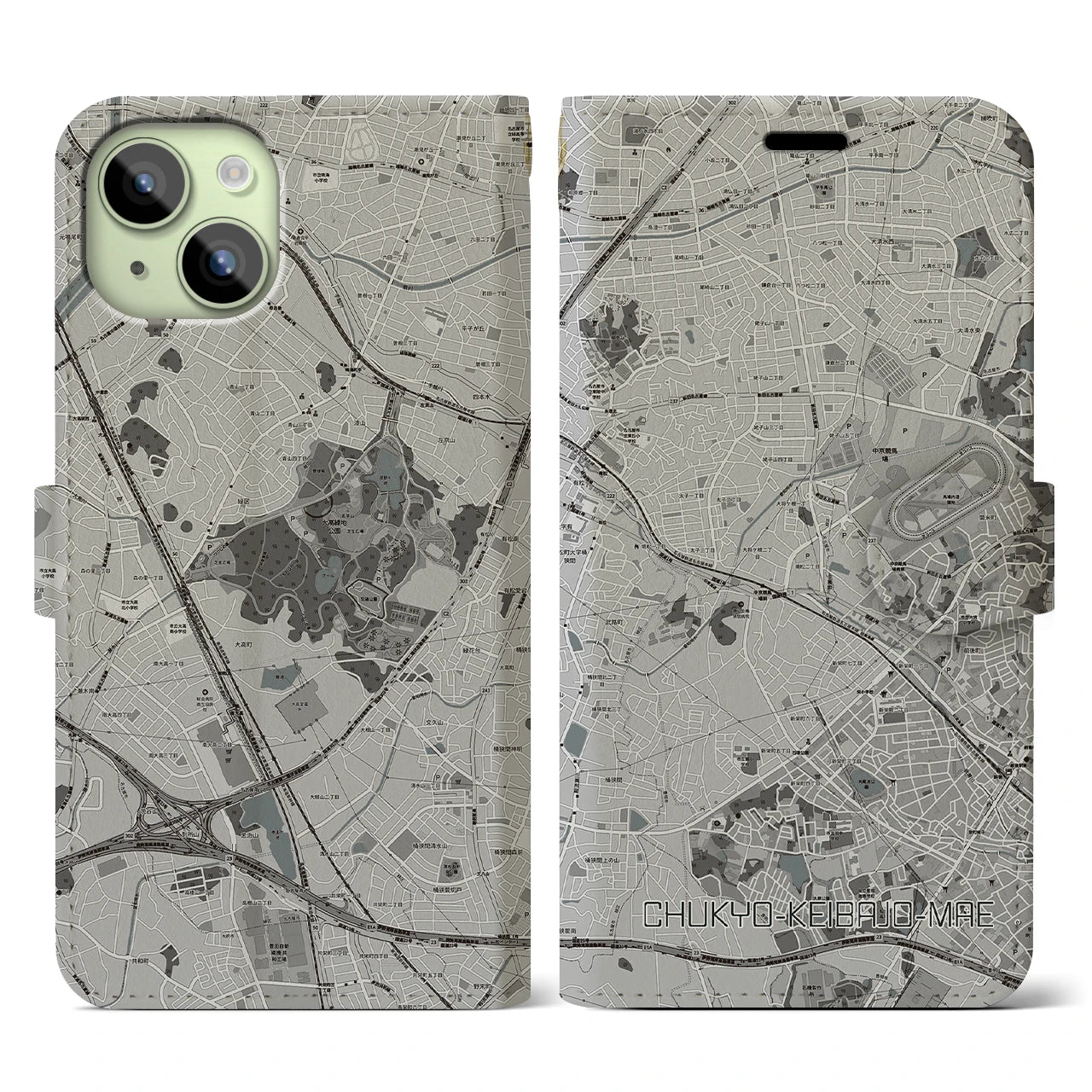 【中京競馬場前(愛知県)】地図柄iPhoneケース(手帳タイプ)