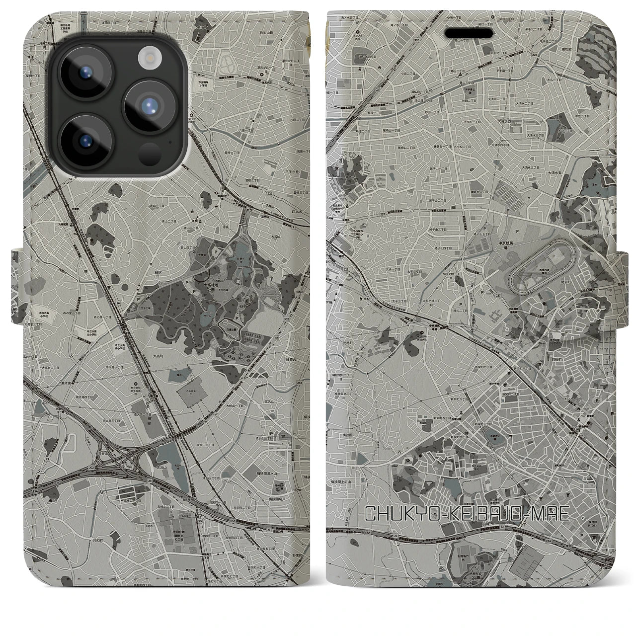 【中京競馬場前(愛知県)】地図柄iPhoneケース(手帳タイプ)