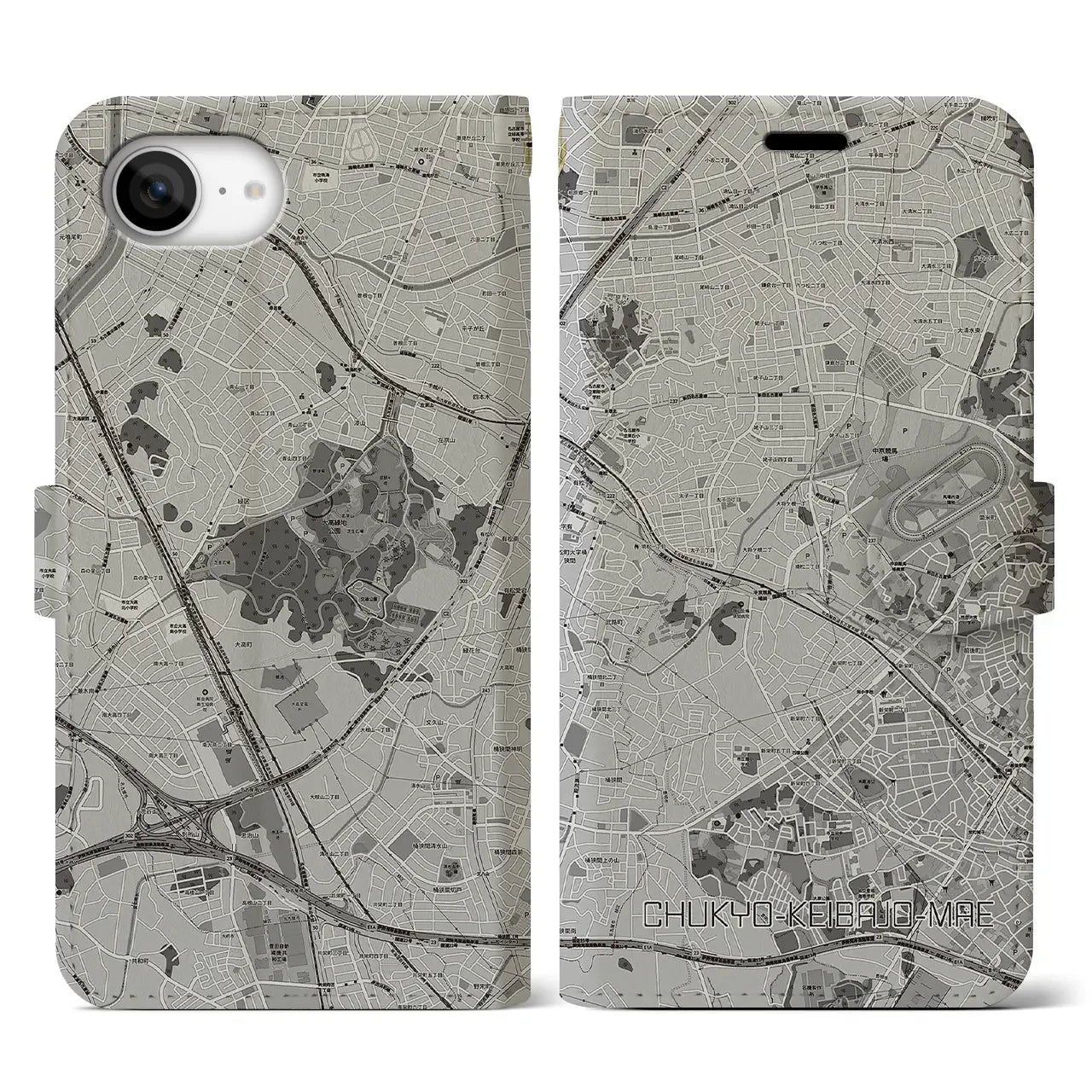 【中京競馬場前(愛知県)】地図柄iPhoneケース(手帳タイプ)