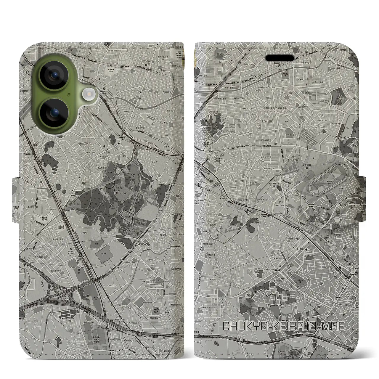 【中京競馬場前(愛知県)】地図柄iPhoneケース(手帳タイプ)