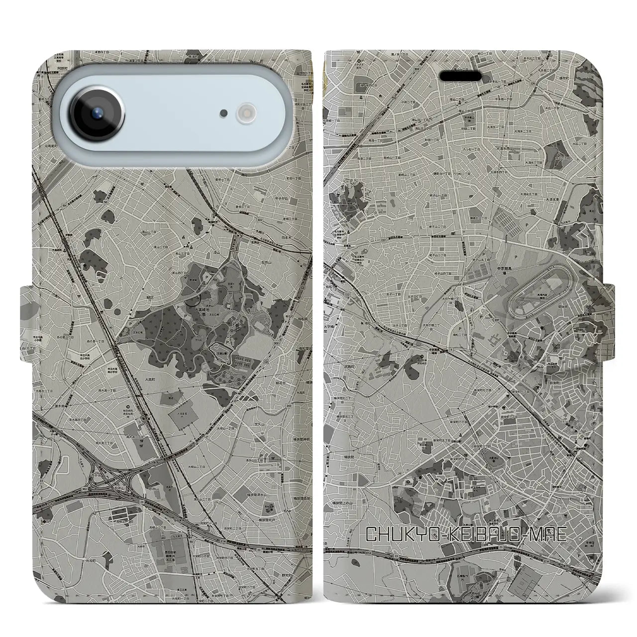 【中京競馬場前(愛知県)】地図柄iPhoneケース(手帳タイプ)