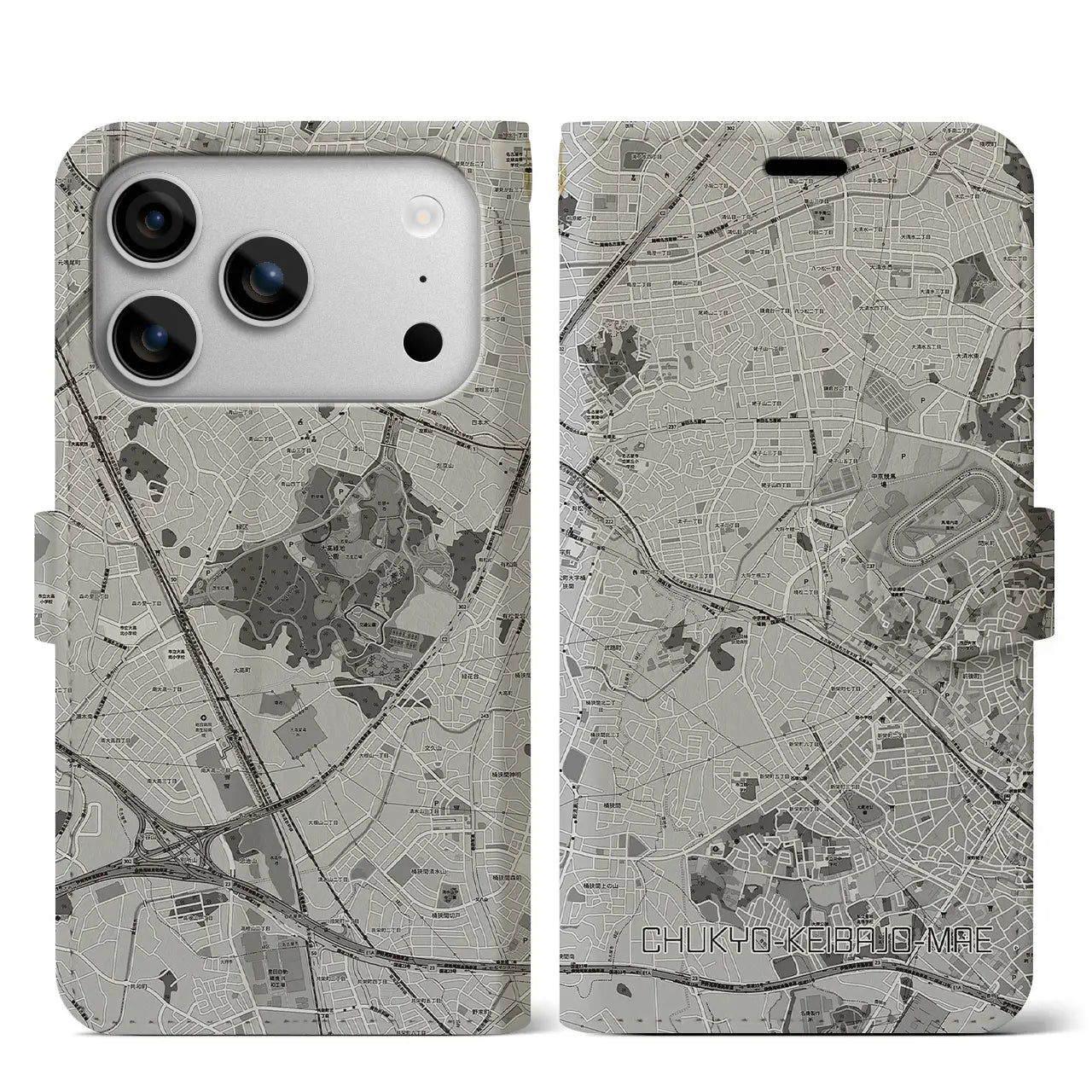 【中京競馬場前(愛知県)】地図柄iPhoneケース(手帳タイプ)