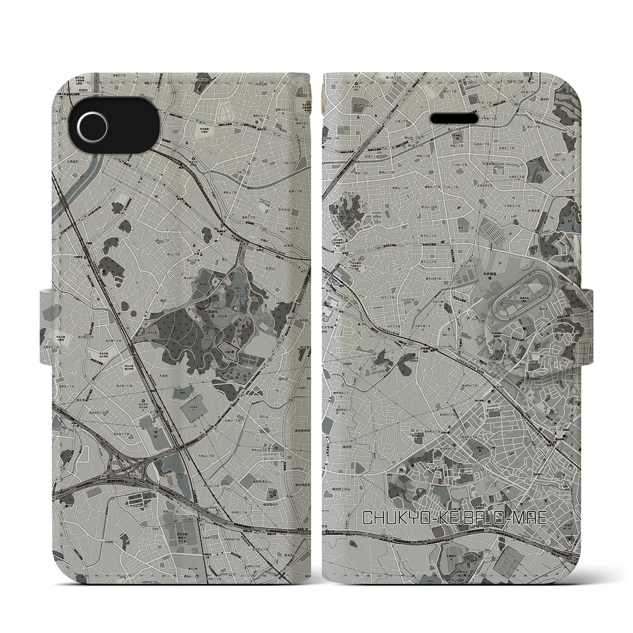 【中京競馬場前(愛知県)】地図柄iPhoneケース(手帳タイプ)