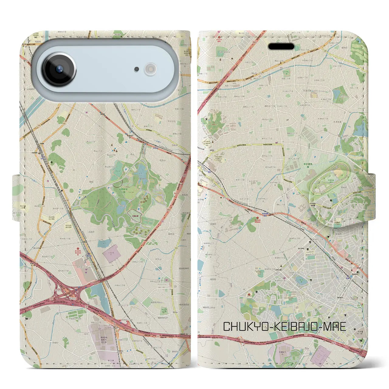 【中京競馬場前(愛知県)】地図柄iPhoneケース(手帳タイプ)