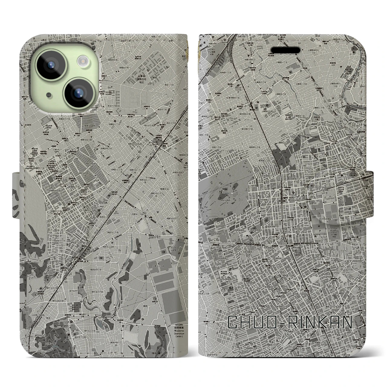 【中央林間(神奈川県)】地図柄iPhoneケース(手帳タイプ)