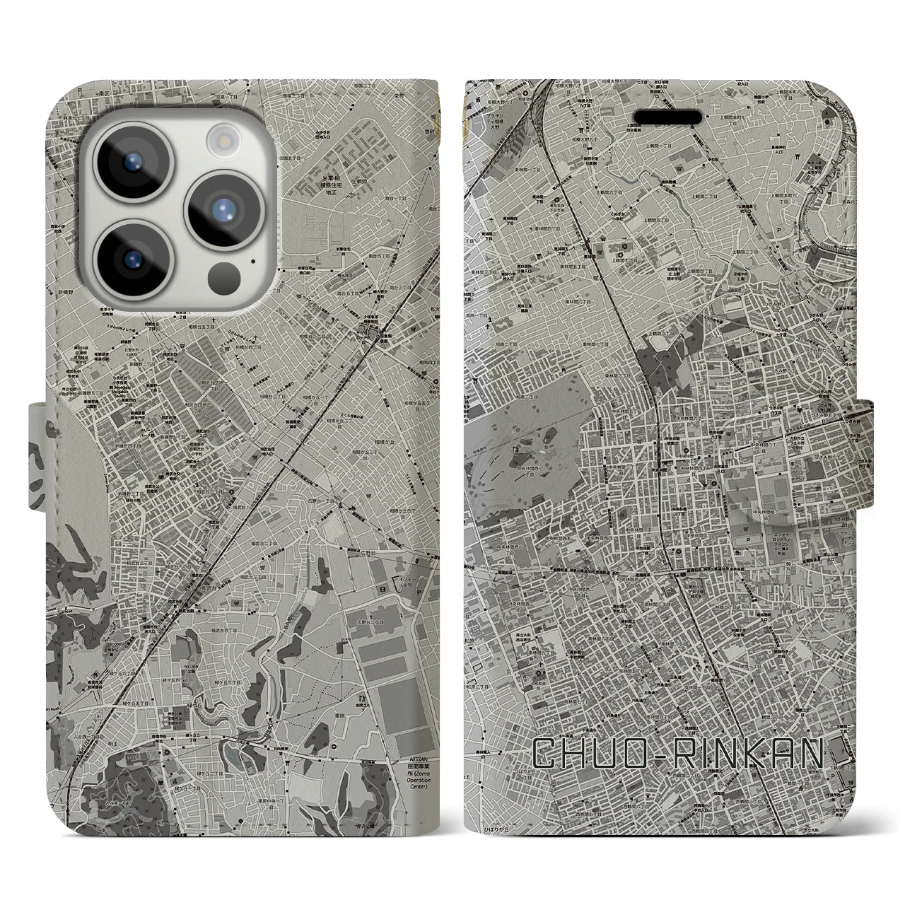 【中央林間(神奈川県)】地図柄iPhoneケース(手帳タイプ)