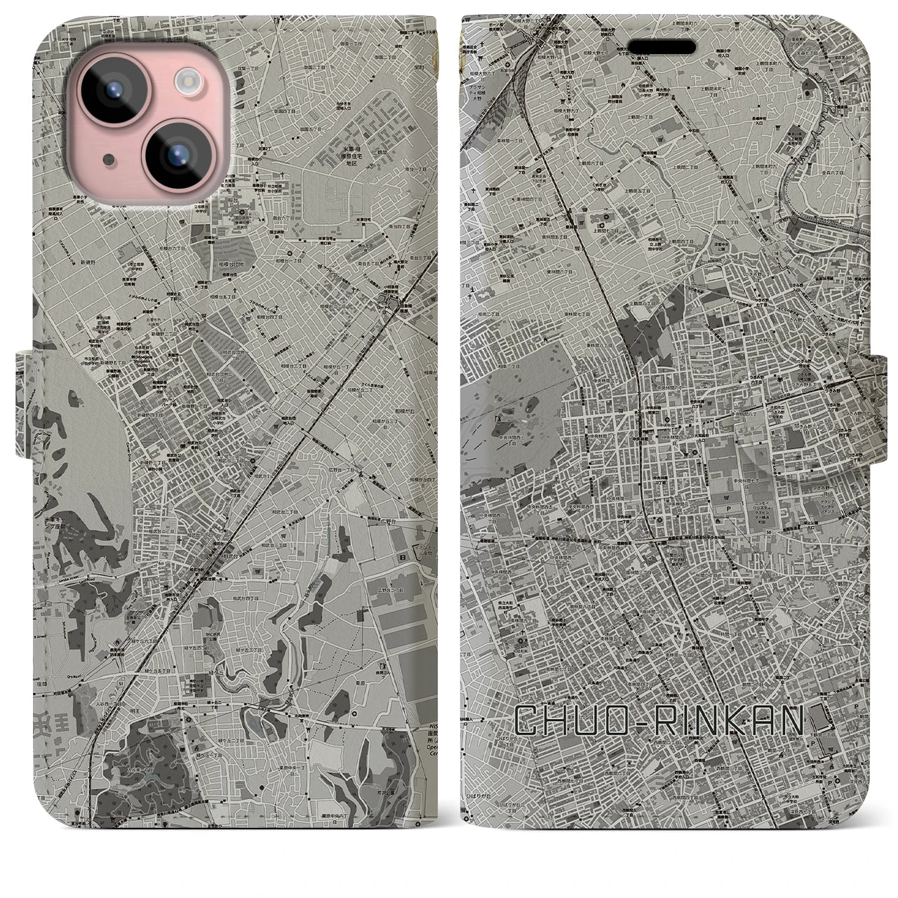 【中央林間(神奈川県)】地図柄iPhoneケース(手帳タイプ)