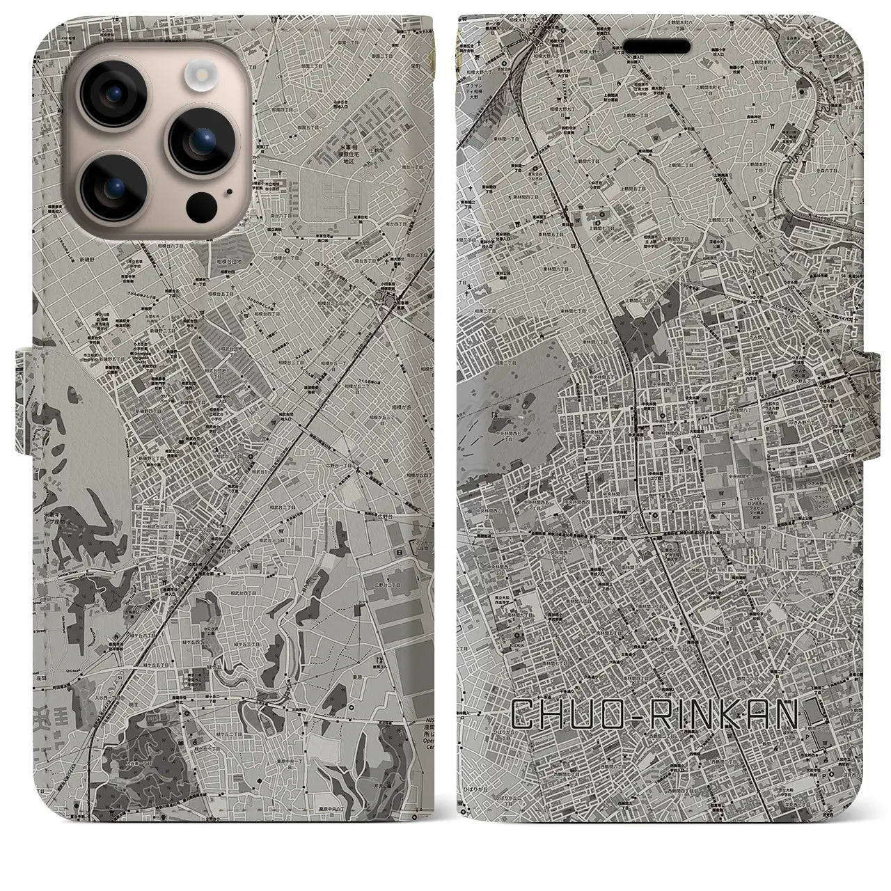 【中央林間(神奈川県)】地図柄iPhoneケース(手帳タイプ)