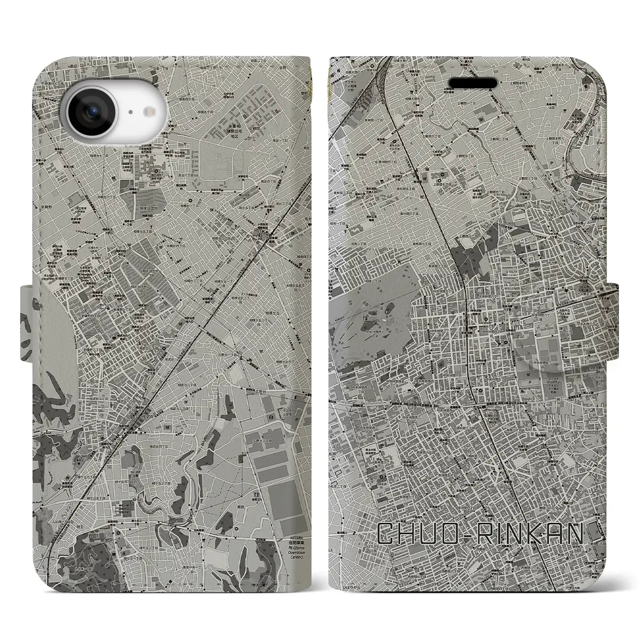 【中央林間(神奈川県)】地図柄iPhoneケース(手帳タイプ)