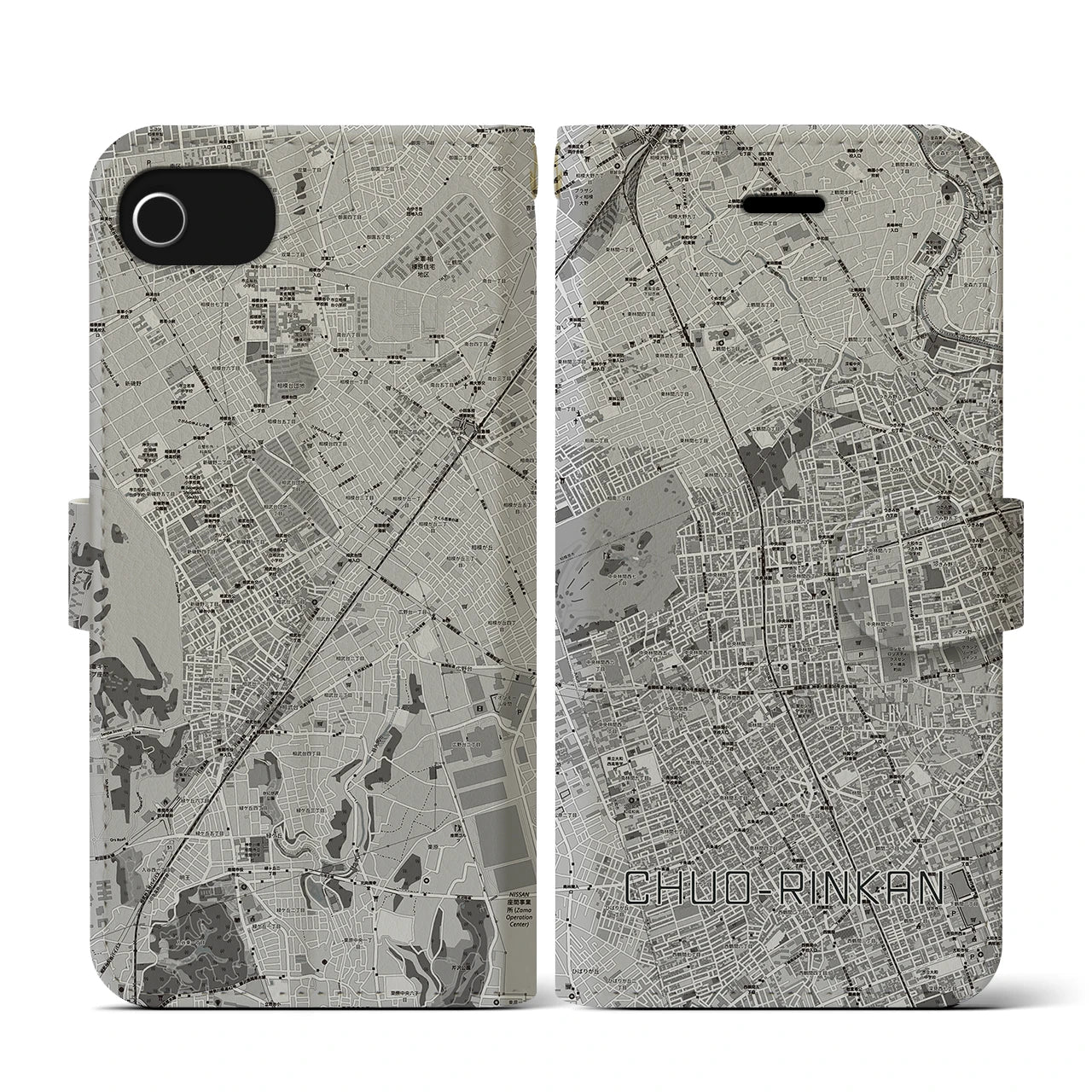 【中央林間(神奈川県)】地図柄iPhoneケース(手帳タイプ)