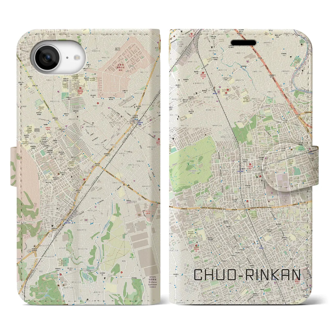 【中央林間(神奈川県)】地図柄iPhoneケース(手帳タイプ)