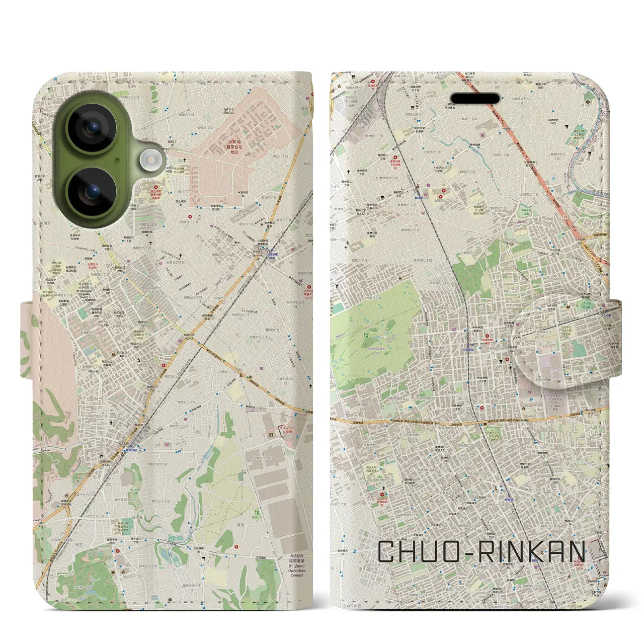 【中央林間(神奈川県)】地図柄iPhoneケース(手帳タイプ)