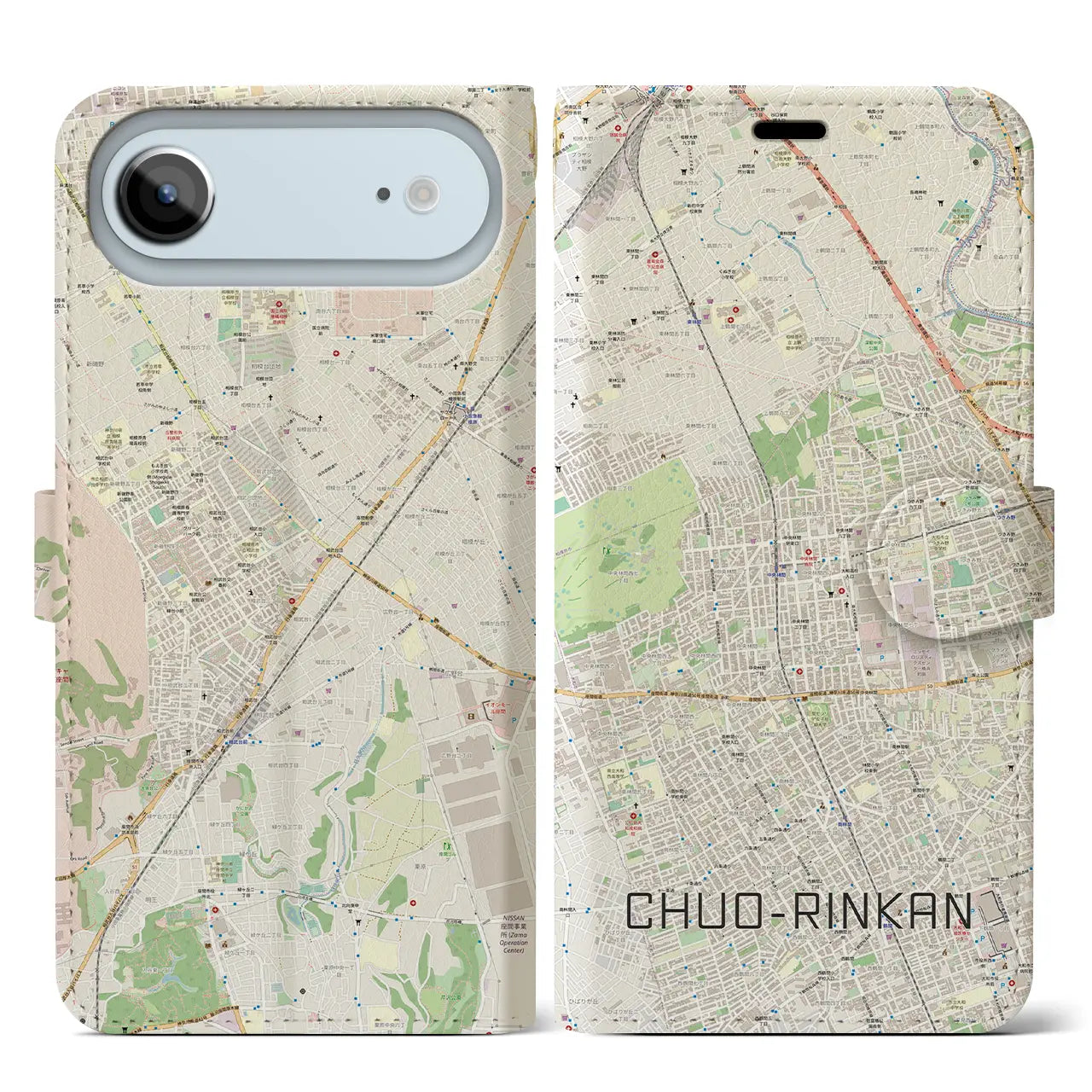 【中央林間(神奈川県)】地図柄iPhoneケース(手帳タイプ)