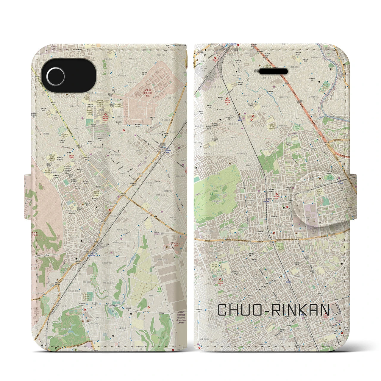 【中央林間(神奈川県)】地図柄iPhoneケース(手帳タイプ)