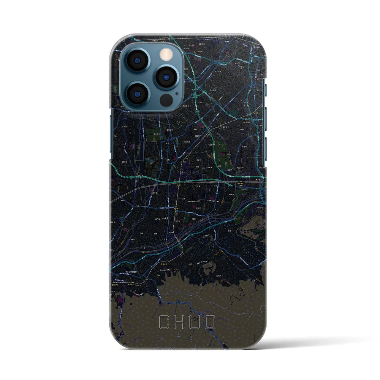 【中央(山梨県)】地図柄iPhoneケース(バックカバータイプ)