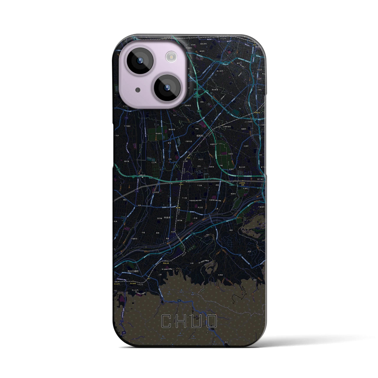 【中央(山梨県)】地図柄iPhoneケース(バックカバータイプ)