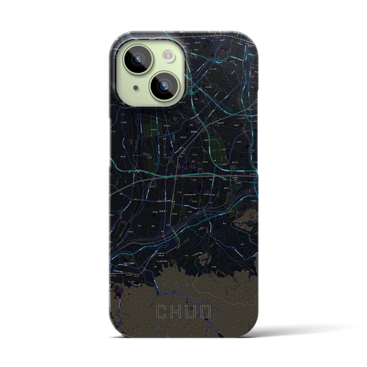 【中央(山梨県)】地図柄iPhoneケース(バックカバータイプ)