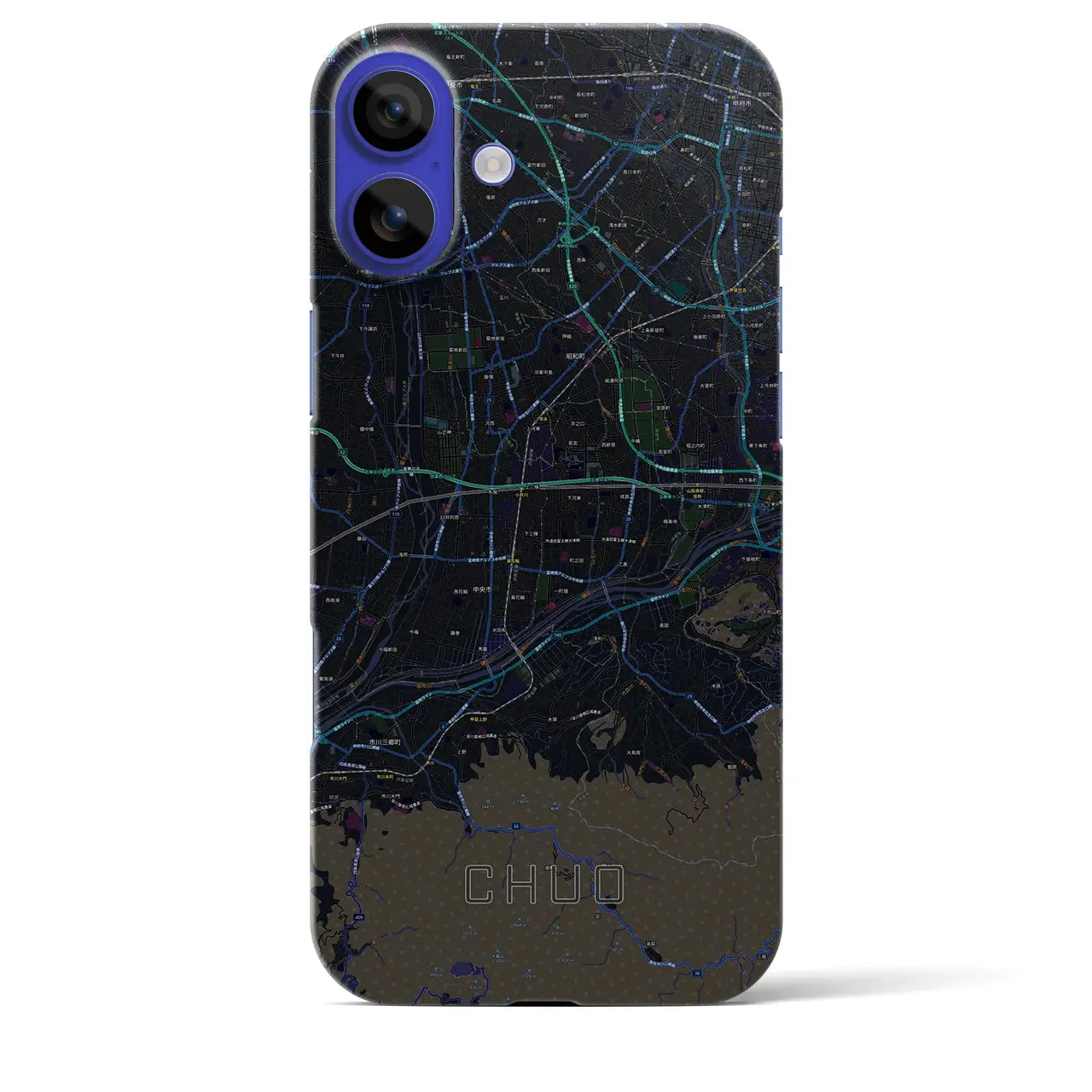 【中央(山梨県)】地図柄iPhoneケース(バックカバータイプ)