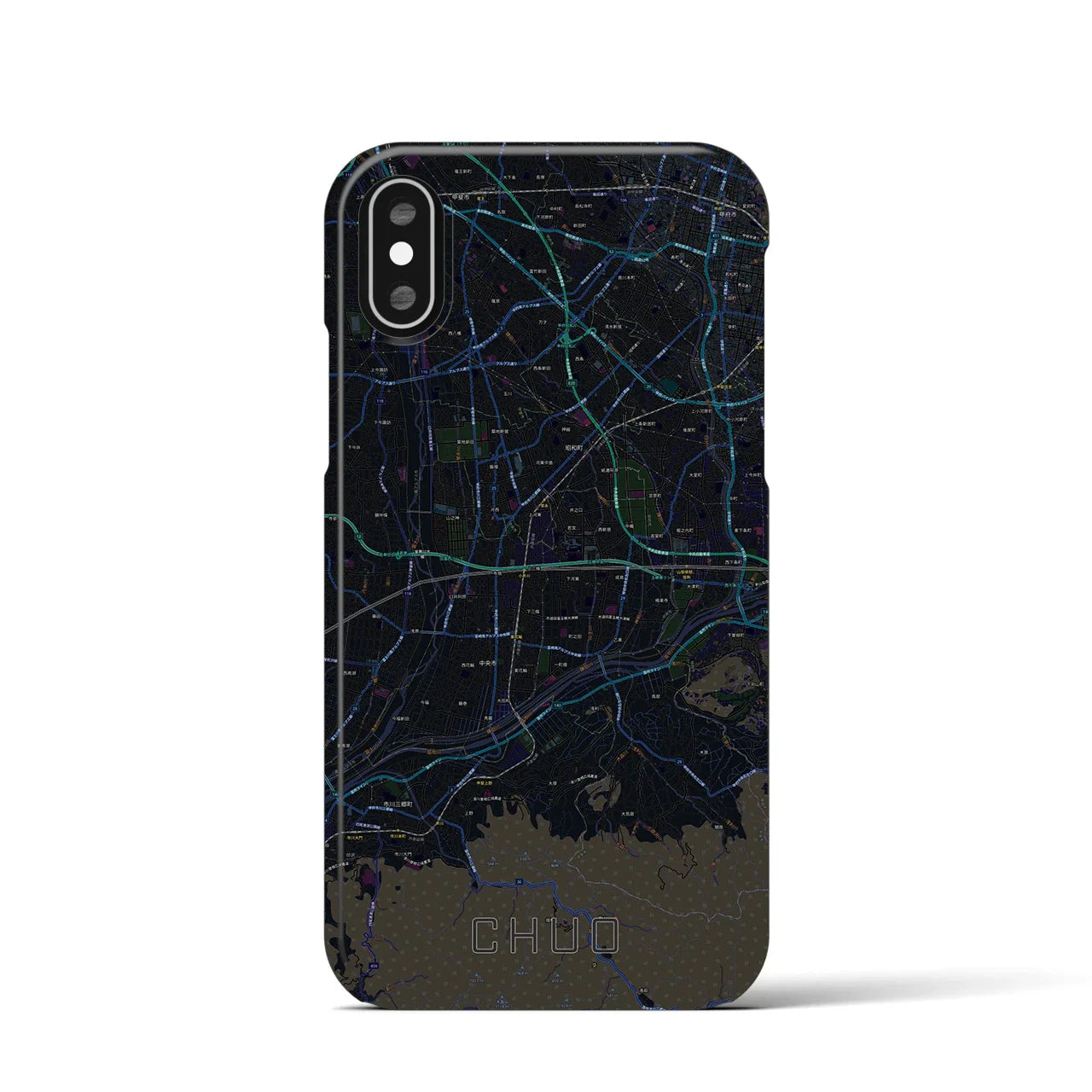 【中央(山梨県)】地図柄iPhoneケース(バックカバータイプ)