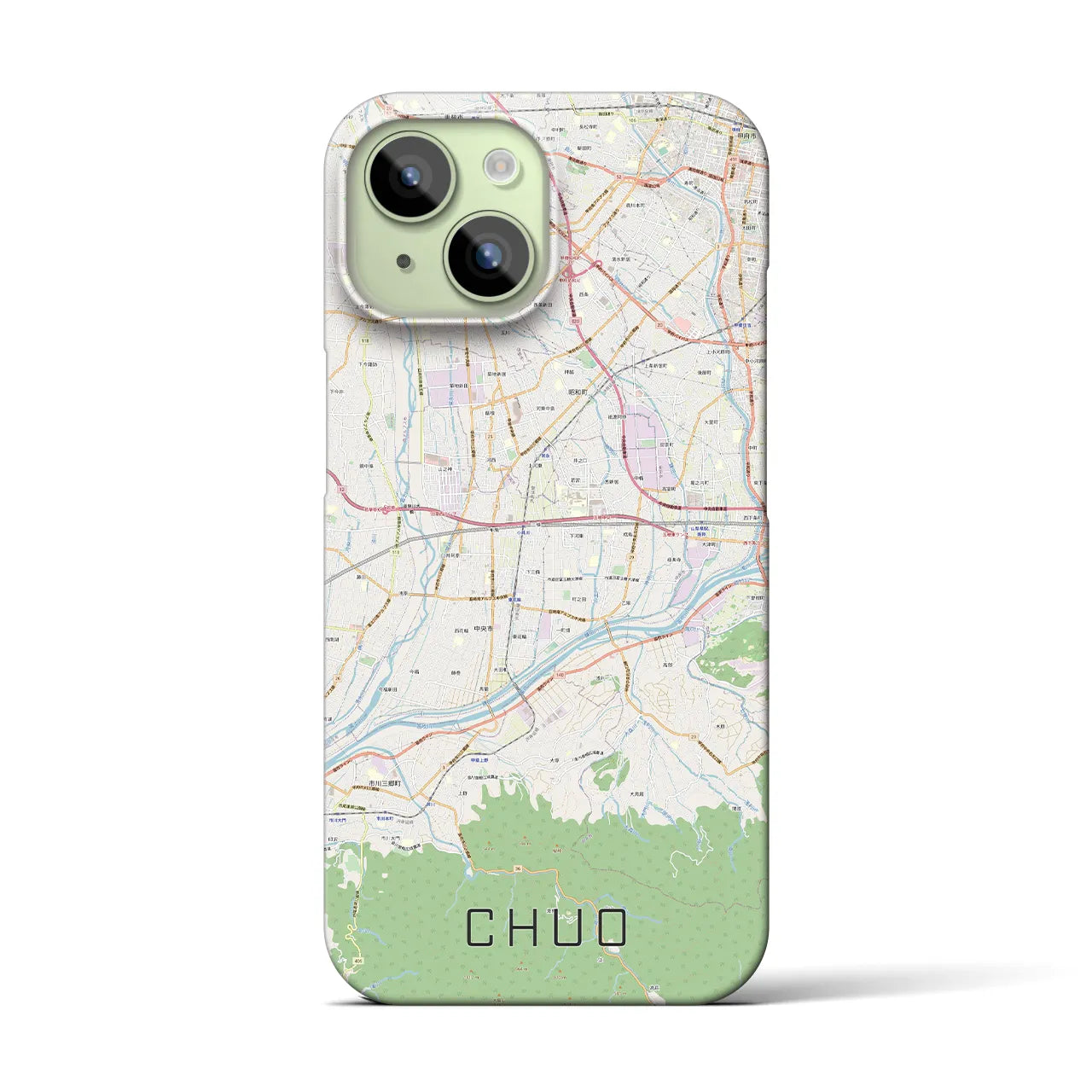 【中央(山梨県)】地図柄iPhoneケース(バックカバータイプ)