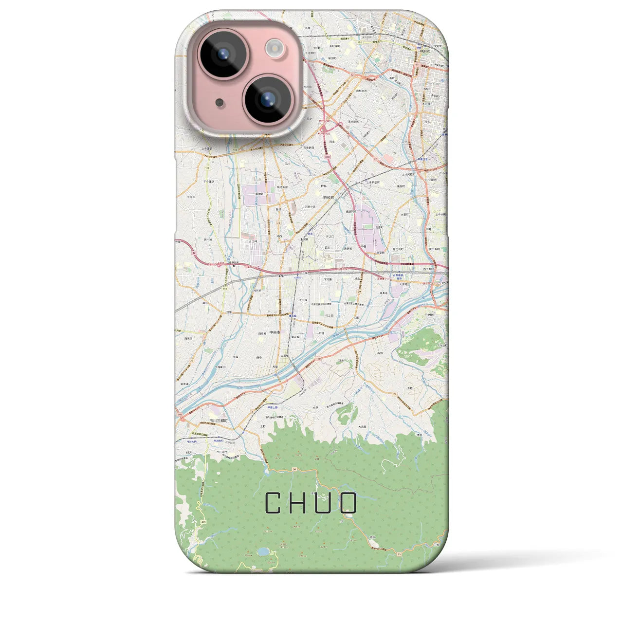 【中央(山梨県)】地図柄iPhoneケース(バックカバータイプ)