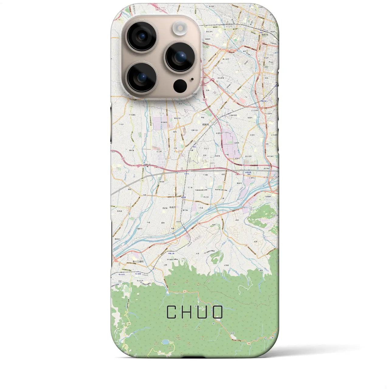 【中央(山梨県)】地図柄iPhoneケース(バックカバータイプ)