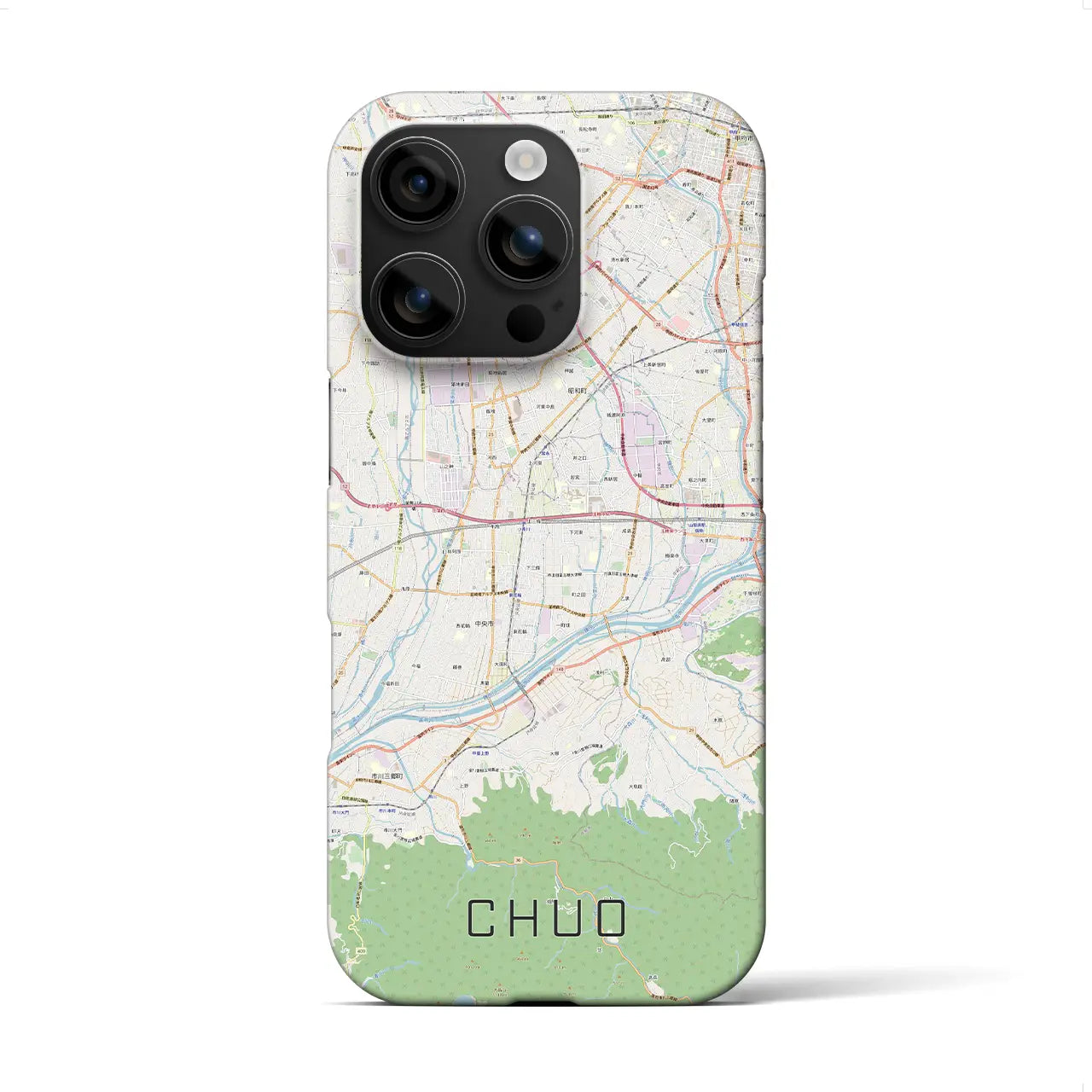 【中央(山梨県)】地図柄iPhoneケース(バックカバータイプ)