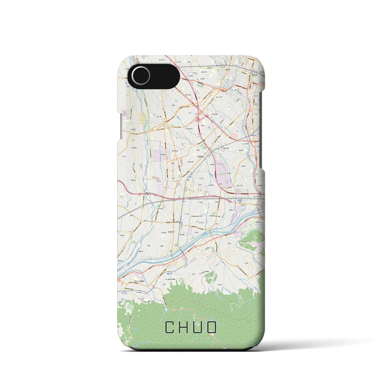 【中央(山梨県)】地図柄iPhoneケース(バックカバータイプ)