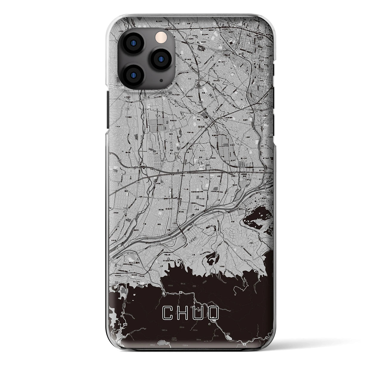 【中央(山梨県)】地図柄iPhoneケース(クリアタイプ)