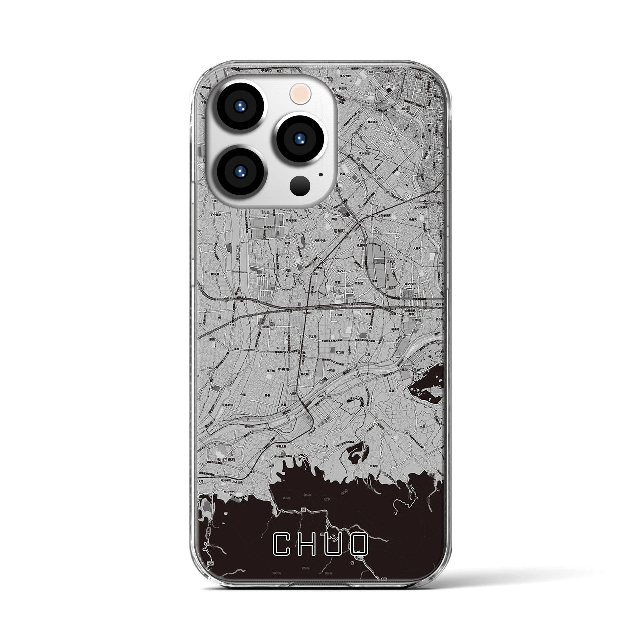 【中央(山梨県)】地図柄iPhoneケース(クリアタイプ)