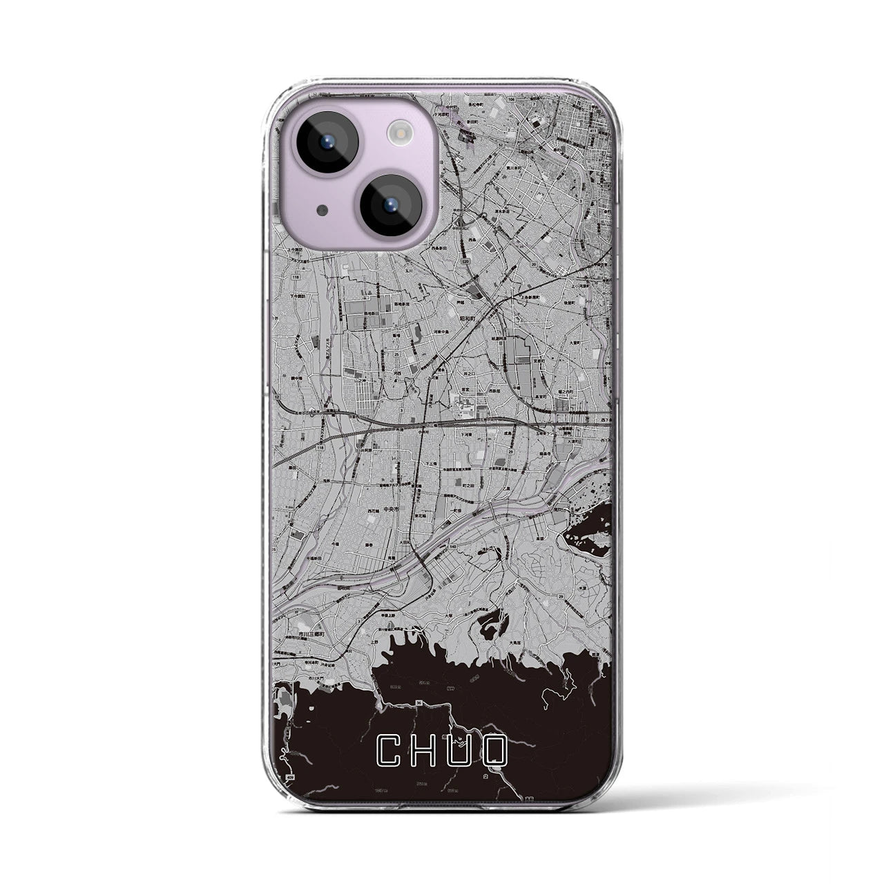 【中央(山梨県)】地図柄iPhoneケース(クリアタイプ)