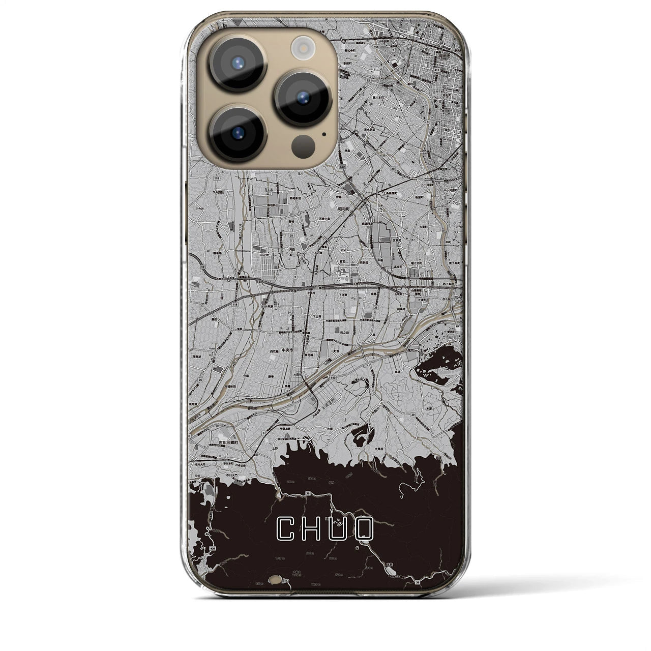 【中央(山梨県)】地図柄iPhoneケース(クリアタイプ)