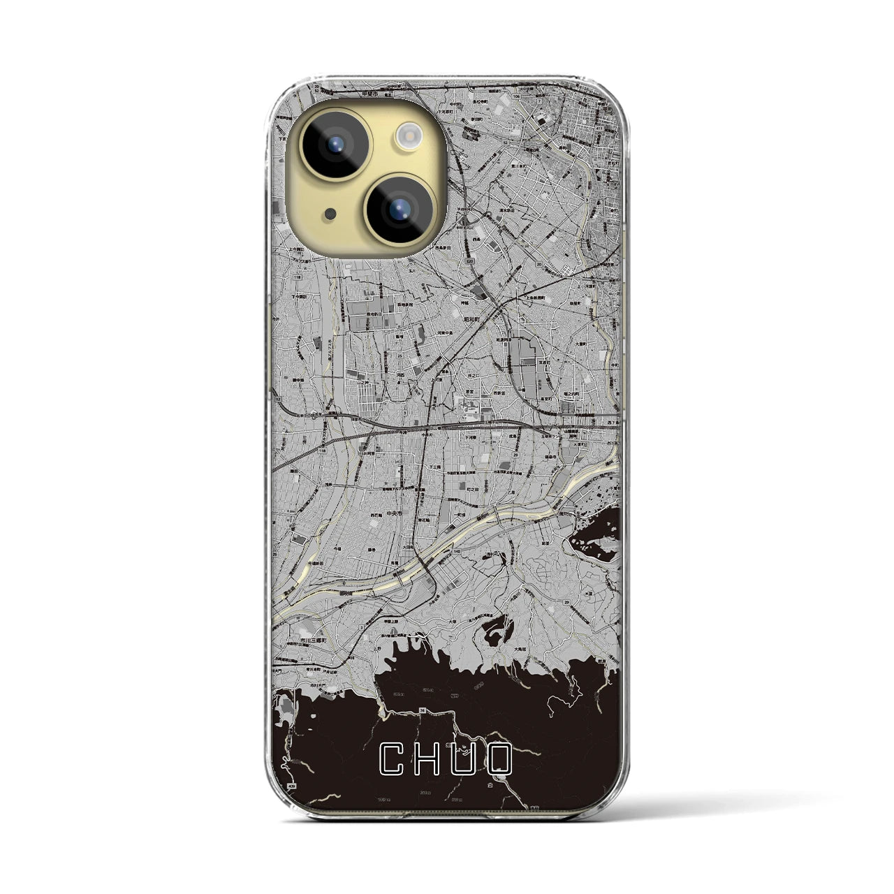 【中央(山梨県)】地図柄iPhoneケース(クリアタイプ)