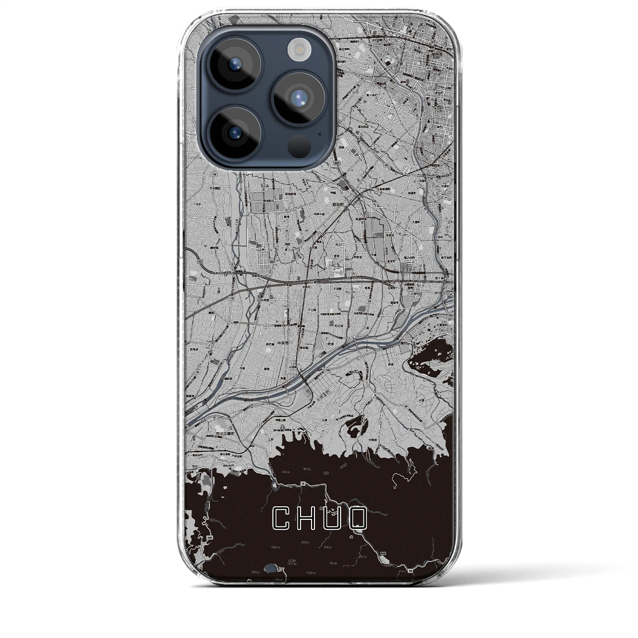 【中央(山梨県)】地図柄iPhoneケース(クリアタイプ)