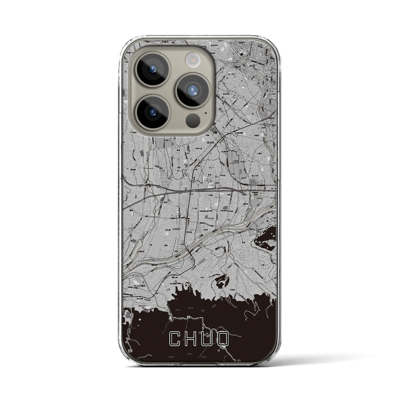 【中央(山梨県)】地図柄iPhoneケース(クリアタイプ)