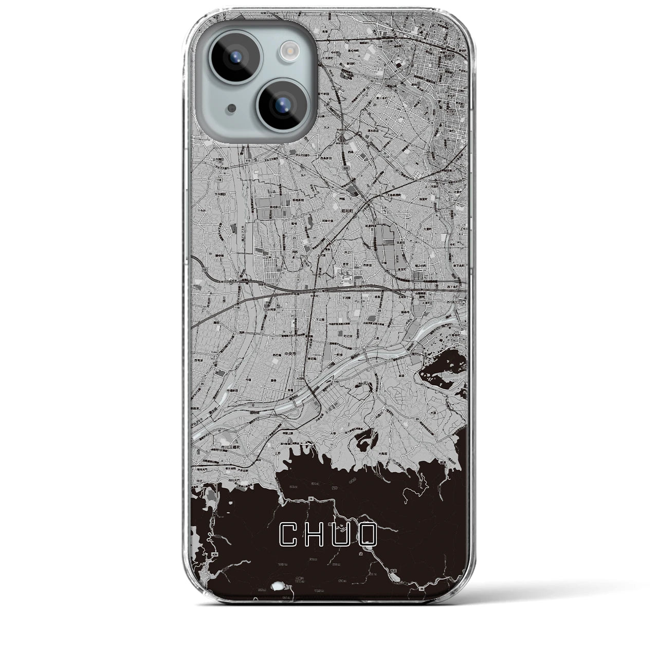 【中央(山梨県)】地図柄iPhoneケース(クリアタイプ)