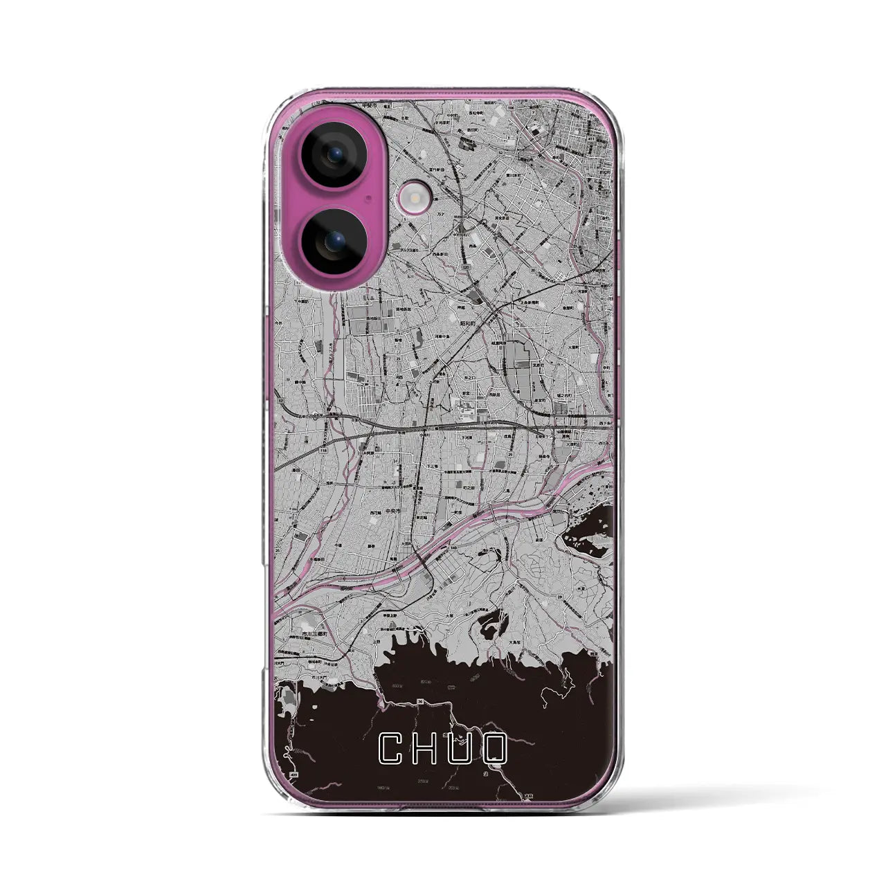 【中央(山梨県)】地図柄iPhoneケース(クリアタイプ)