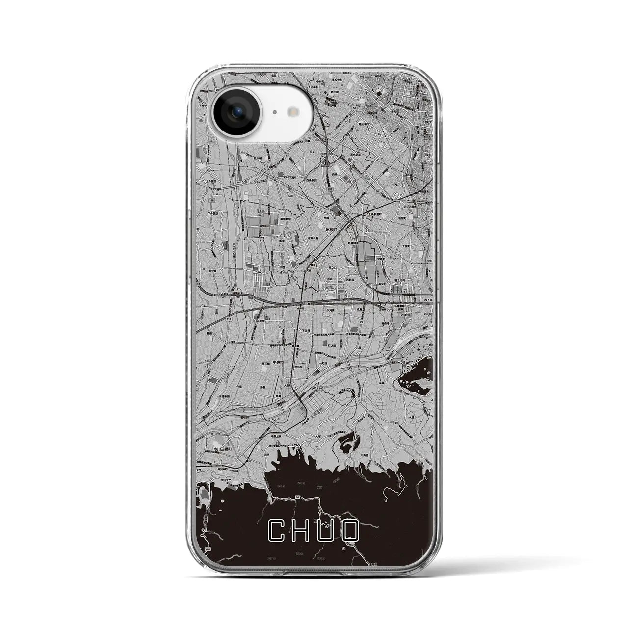 【中央(山梨県)】地図柄iPhoneケース(クリアタイプ)