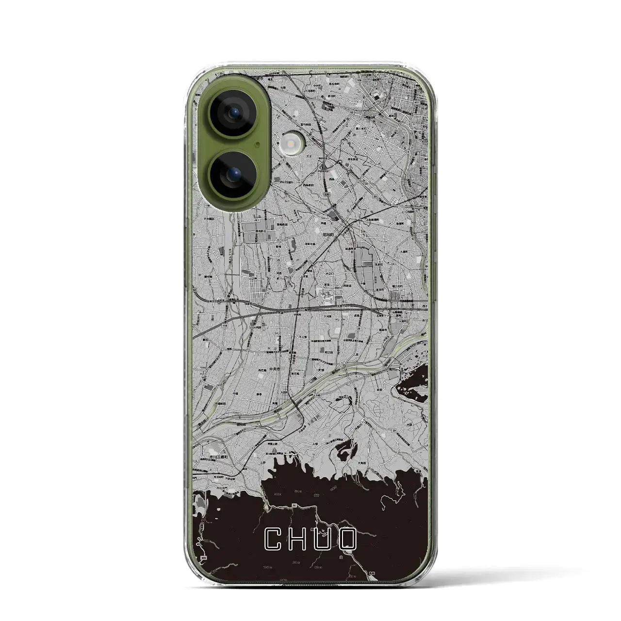【中央(山梨県)】地図柄iPhoneケース(クリアタイプ)