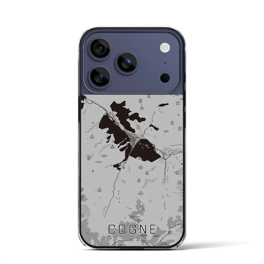 【コーニュ(イタリア)】地図柄iPhoneケース(クリアタイプ)モノトーン・iPhone 17 Pro Max 用