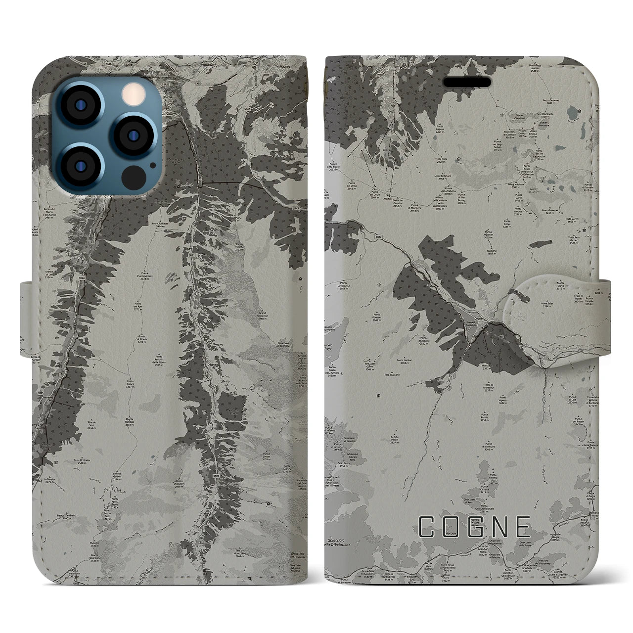 【コーニュ(イタリア)】地図柄iPhoneケース(手帳タイプ)